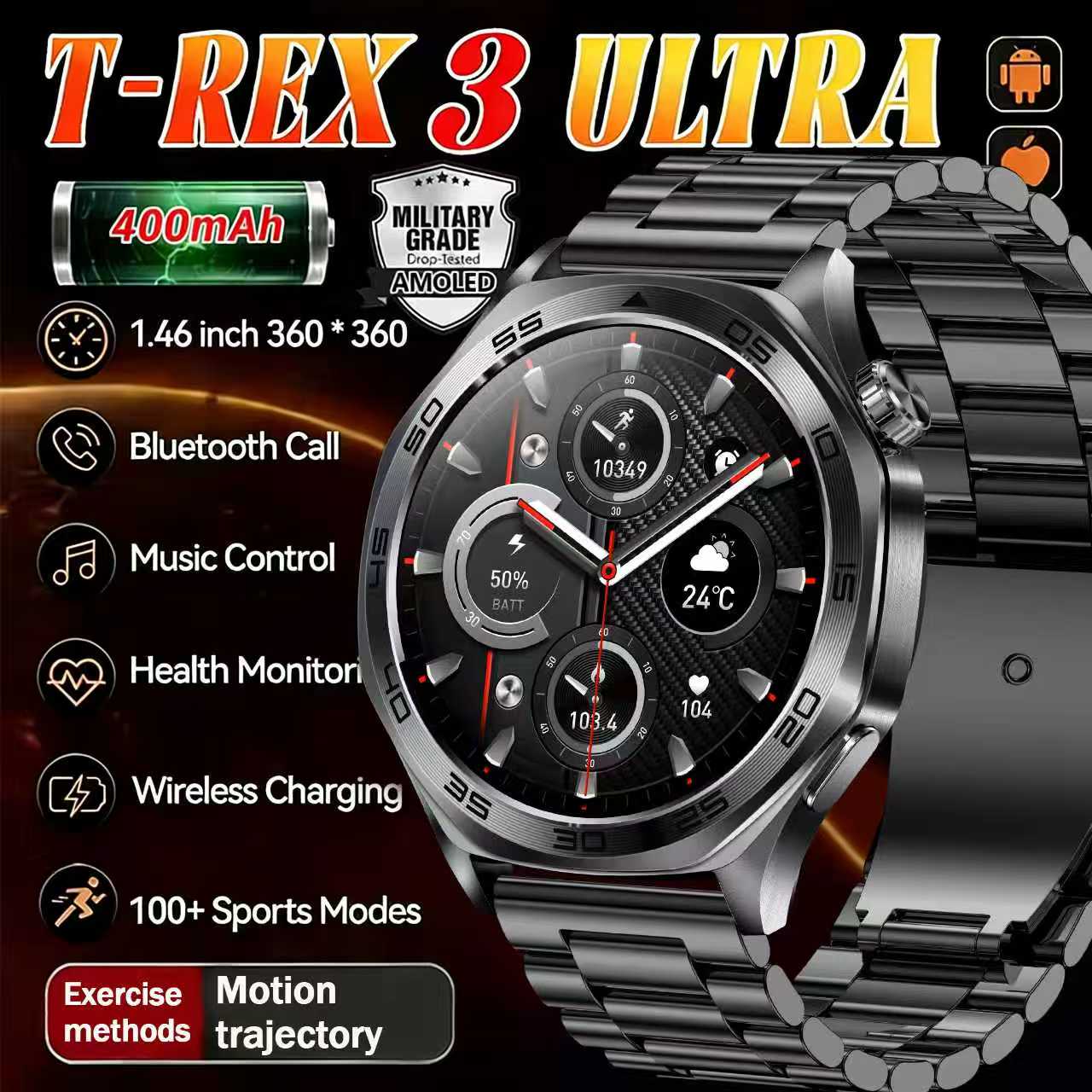 Smartwatch Health Watches For Men - 2026 남성용 스마트워치 1.46인치 LED 플래시라이트