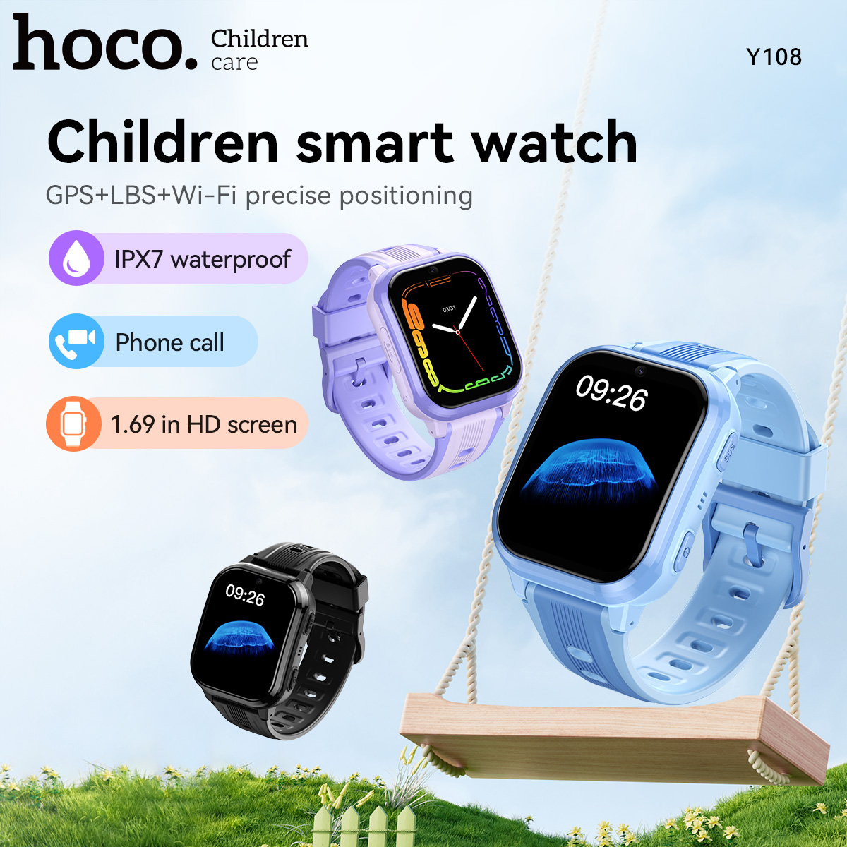 Smartwatch Watches For Kid Boy - HOCO Y108 1.69인치 HD LCD 곡면