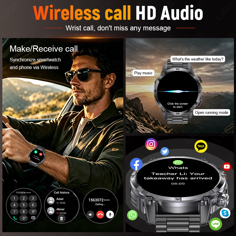 견고한 아웃도어 남성용 스마트워치 블루투스 통화 LED - Smartwatch Rugged Watches For Men 리뷰 및 가격