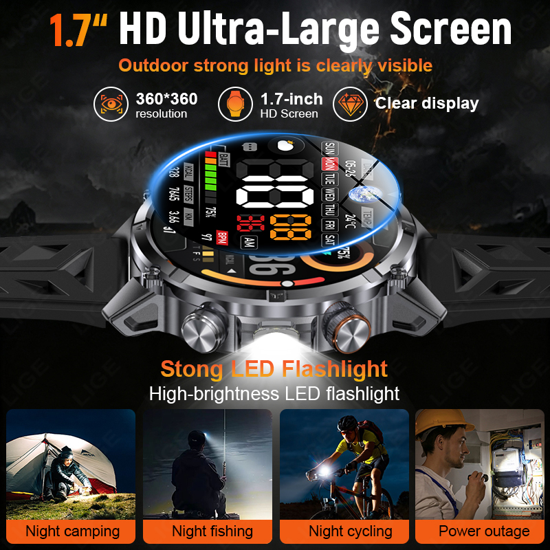 견고한 아웃도어 남성용 스마트워치 블루투스 통화 LED - Smartwatch Rugged Watches For Men 리뷰 및 가격