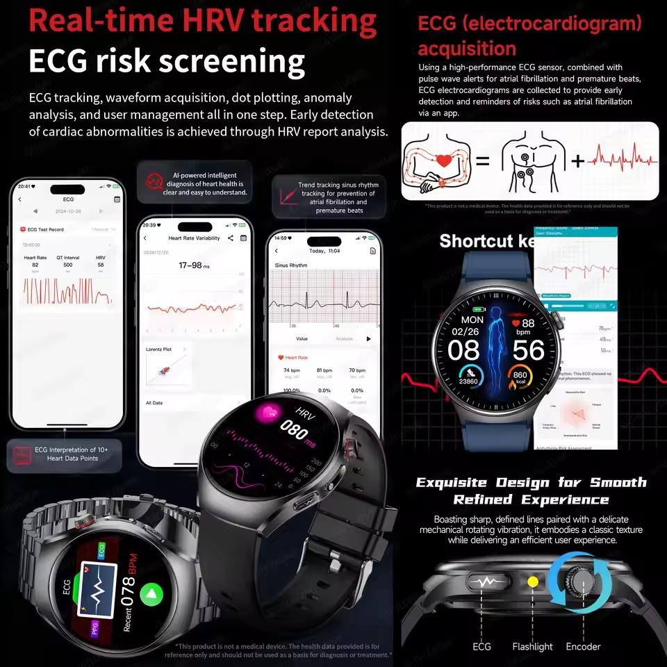 새로운 정확한 심전도 스마트워치 혈중 지질 5종 내장  - Smartwatch Health Watches For Men 리뷰 및 가격