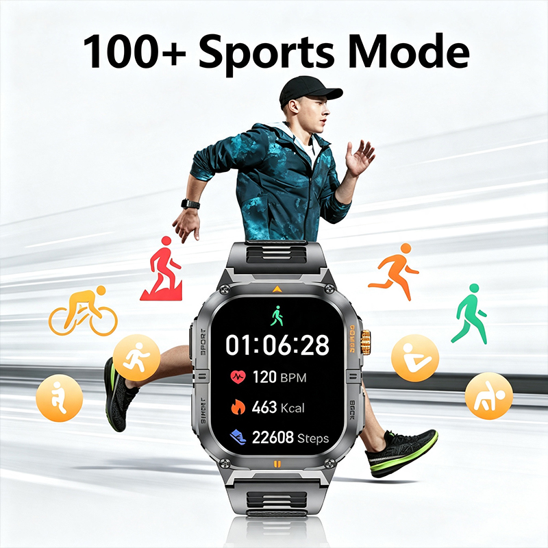 견고한 군용 스마트워치 남성용 아웃도어 LED 플래시라 - Smartwatch Rugged Watches For Men 리뷰 및 가격