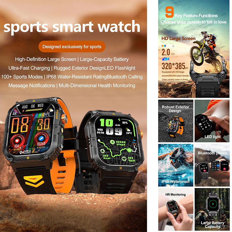 대용량 1000mAh 배터리 남성용 아웃도어 러기드 스 - Smartwatch Rugged Watches For Men 리뷰 및 가격