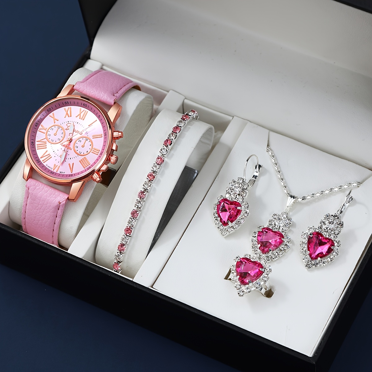 우아한 로즈골드 스카이블루 러브 스톤 콤보 시계 세트  - Ladies Fashion Watch 리뷰 및 가격