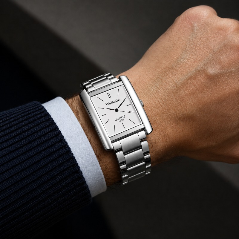 비즈니스 남성용 시계 패션 사각 다이얼 스테인리스 스틸 - Smartwatch Square Watches For Men 리뷰 및 가격