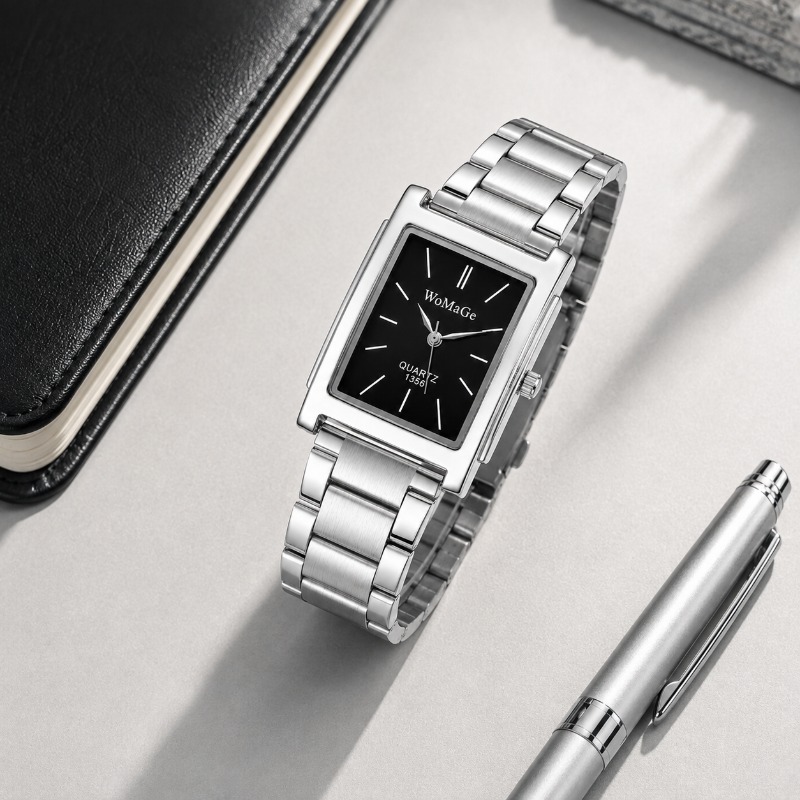 비즈니스 남성용 시계 패션 사각 다이얼 스테인리스 스틸 - Smartwatch Square Watches For Men 리뷰 및 가격