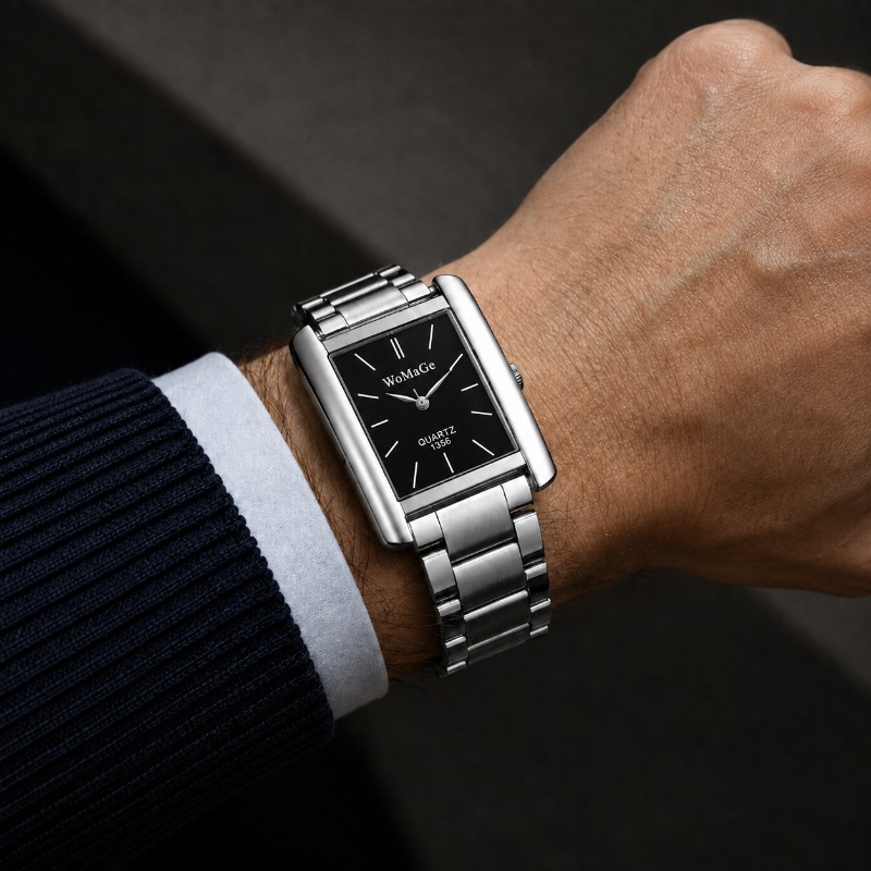 비즈니스 남성용 시계 패션 사각 다이얼 스테인리스 스틸 - Smartwatch Square Watches For Men 리뷰 및 가격