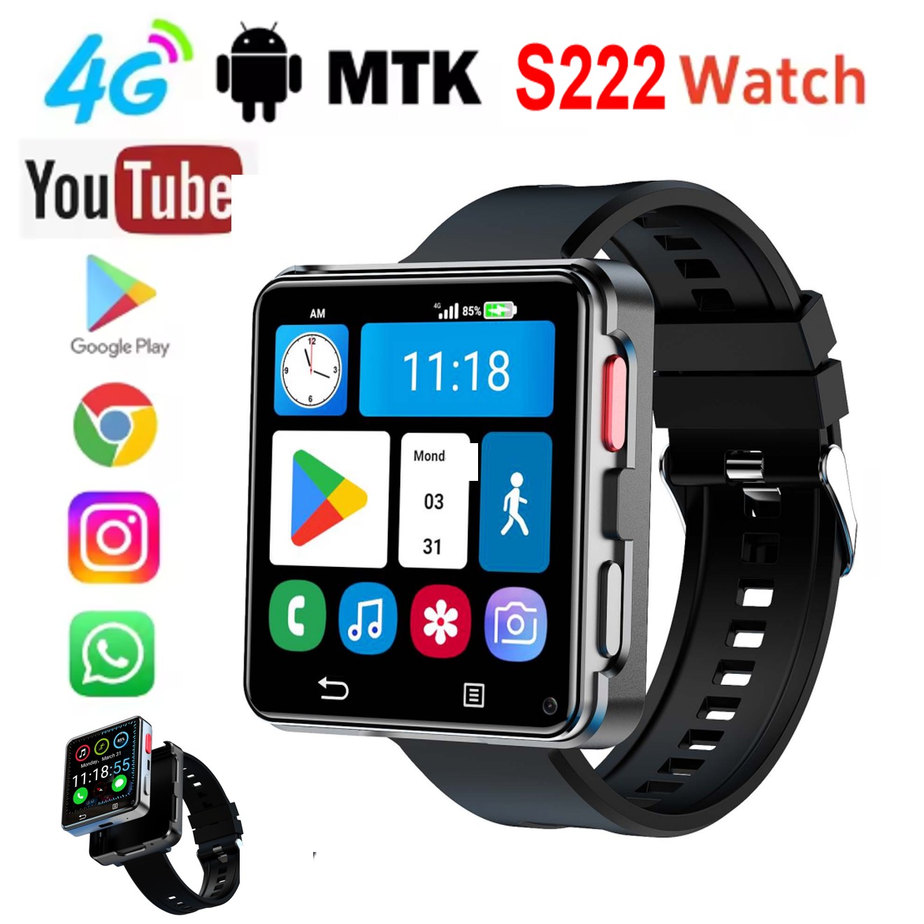 S222 스마트워치 4G SIM 카드 4GB 램 64G - Smartwatch Watches Smart 리뷰 및 가격