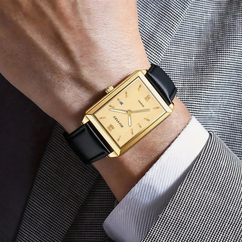 캐주얼 가죽 남성용 시계 패션 스퀘어 쿼츠 시계 남성용 - Smartwatch Square Watches For Men 리뷰 및 가격