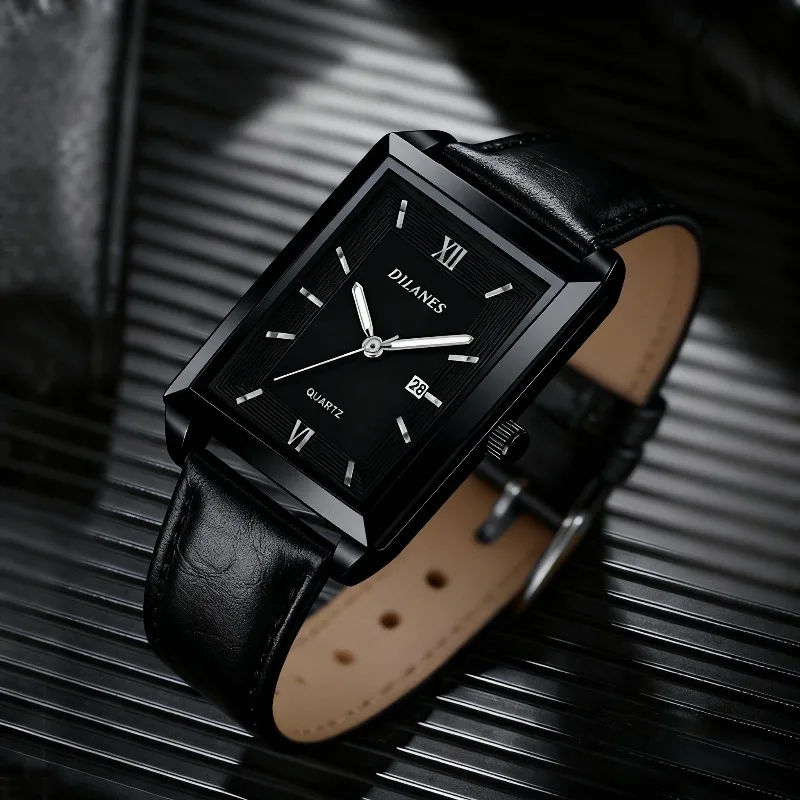 캐주얼 가죽 남성용 시계 패션 스퀘어 쿼츠 시계 남성용 - Smartwatch Square Watches For Men 리뷰 및 가격