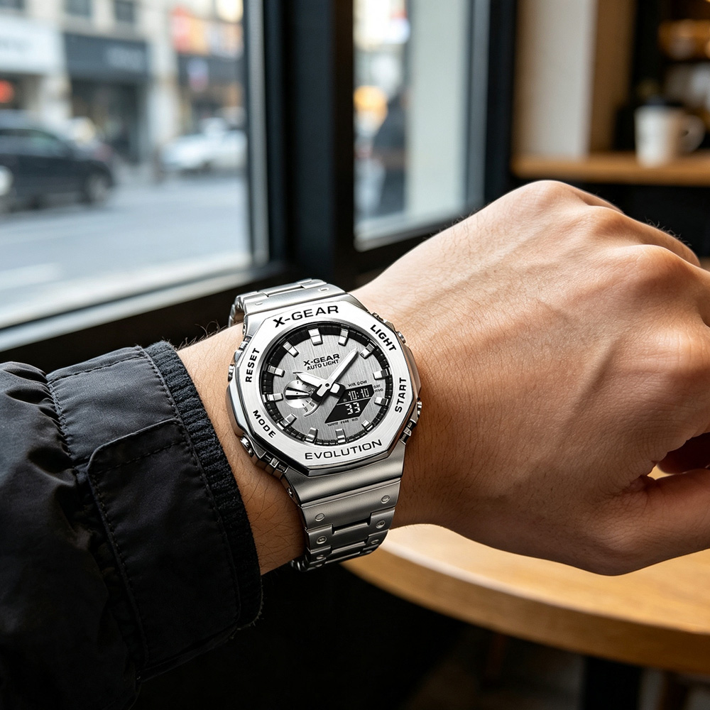 X-GEAR 듀얼 디스플레이 디지털 스포츠 시계 스틸  - Smartwatch Sports Watches For Women 리뷰 및 가격