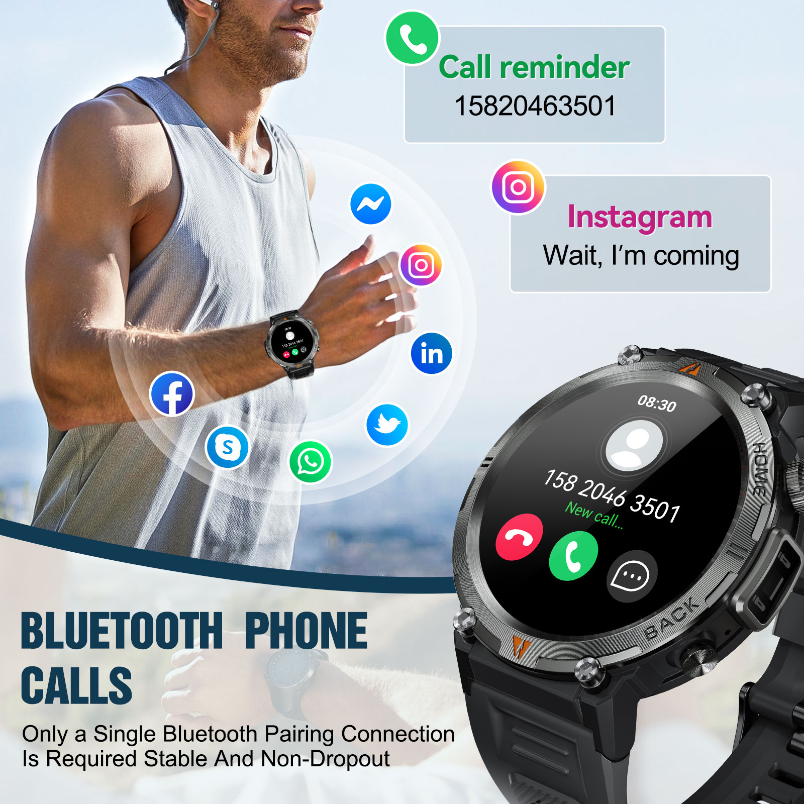 EIGIIS KE3 블루투스 통화 스마트 워치 남성용  - Smartwatch Health Watches For Men 리뷰 및 가격