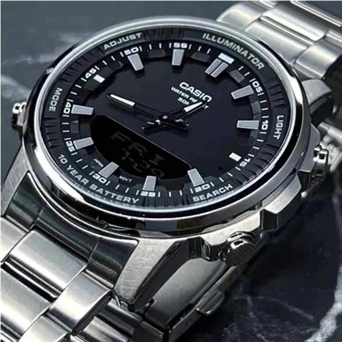 카시오 AMW‑880D |   스테인리스 스틸 남성용  - Smartwatch Casio Watches For Men 리뷰 및 가격